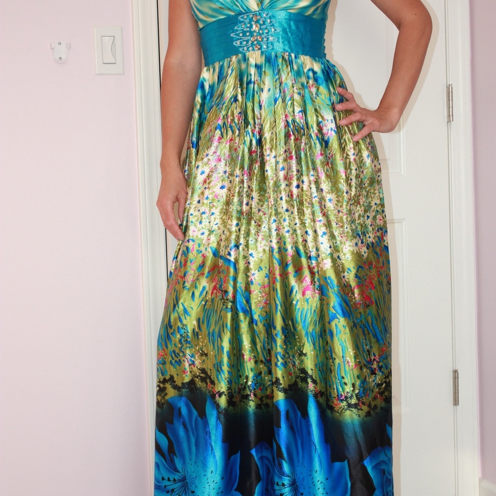 satin maxi dress size S